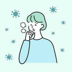 咳をする女性のイラスト