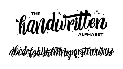 Vector hand drawn alphabet isolated on white background. Brush painted letters. Decorative artistic font. Black letters.