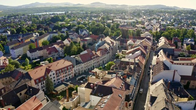 Drone Opener shot over the Johanniskirche in Zittau, Saxony
