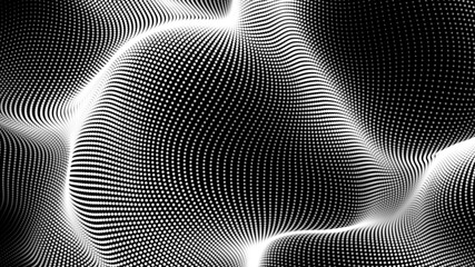 Dot white black wave technology texture background. Abstract big data digital concept. 3d rendering.