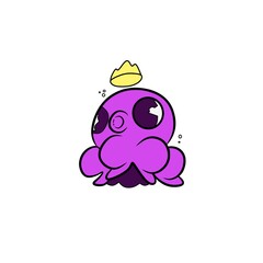 blue elephant vector illustration of kawai octopus. Flat design kawai octopus mascot. cool hat logo. suitable for t-shirt logo