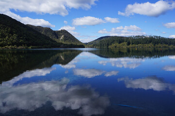 Naklejka na ściany i meble landscape reflection on the lake