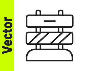 Black line End of railway tracks icon isolated on white background. Stop sign. Railroad buffer end to destination. Vector.