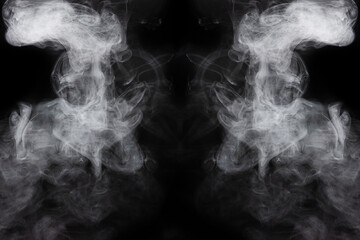 White steam on a black background.