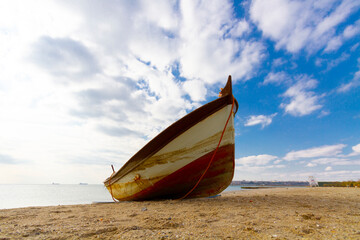 istanbul in avcılar on the beach and fishing boats waiting on the sidelines