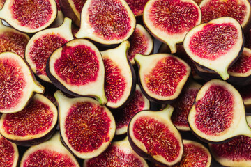 Tasty figs background. Top view.