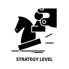 strategy level icon, black vector sign with editable strokes, concept illustration