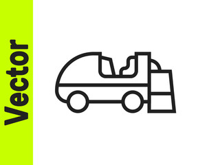 Black line Ice resurfacer icon isolated on white background. Ice resurfacing machine on rink. Cleaner for ice rink and stadium. Vector.