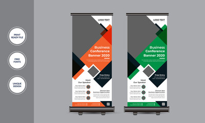 Geometric Business Conference Roll Up Banner Design , Vector illustration Template .