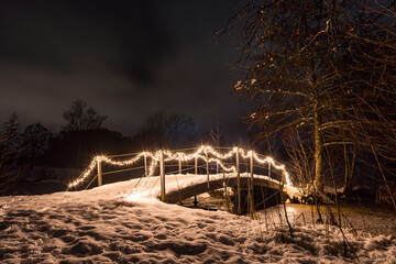 Christmas lighting with colorful atmosphere at the Princely Winter Glow in Bad Waldsee