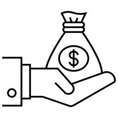 Human Holding Money Bag Concept Vector Icon Design, Financier and investors Symbol on White Background, Business Capitalism and Finance Sign,