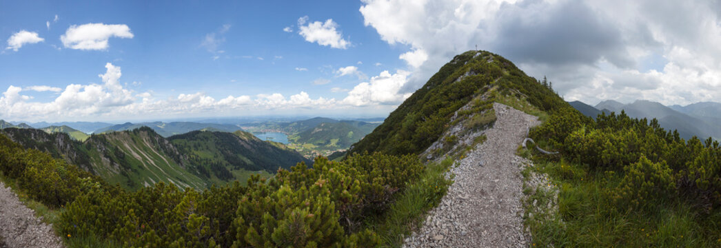 Mountain panorama from mountain Brecherspitze in Bavaria, Germany