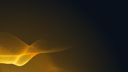 Dot orange wave light screen gradient texture background. Abstract  technology big data digital background. 3d rendering.