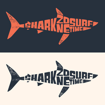 Shark Typography logo Design Template. Vector illustration.