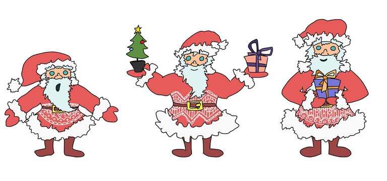 simple santa claus characters in different poses