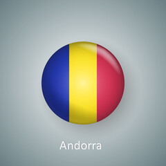 Fototapeta premium Andorra flag icon circle 3d gradient isolated