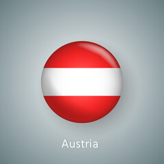 Austria flag icon circle 3d gradient isolated