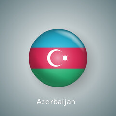 Azerbaijan flag icon circle 3d gradient isolated