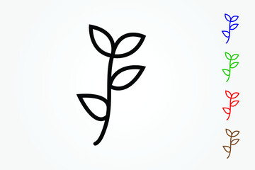 A cool branch icon with leaves on white background