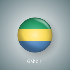 Gabon flag icon circle 3d gradient isolated