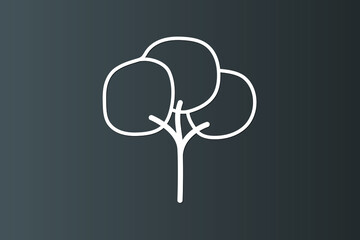 A tree logo using lines on dark background