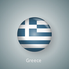 Greece flag icon circle 3d gradient isolated