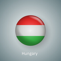 Hungary flag icon circle 3d gradient isolated