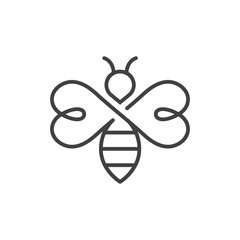 Bee black vector icon. Stylized logo symbol.