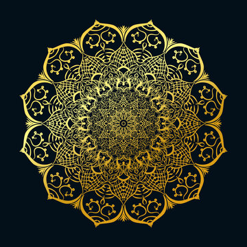 New Luxury gold mandala gorgeous arabesque background ornamental round lace ornament Vector floral mandala relaxation patterns