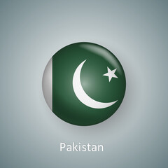 Pakistan flag icon circle 3d gradient isolated