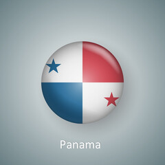 Panama flag icon circle 3d gradient isolated