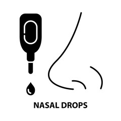 nasal drops icon, black vector sign with editable strokes, concept illustration