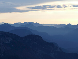 Mountain panorama view from Magical Untersberg, in Bavaria, Germany