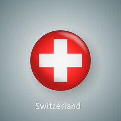 Obraz premium Switzerland flag icon circle 3d gradient isolated