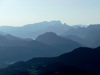 Mountain panorama view from Magical Untersberg, in Bavaria, Germany