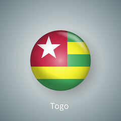 Togo flag icon circle 3d gradient isolated