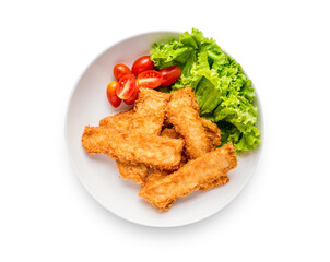 Breaded fried fish with vegetable
