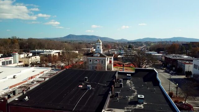 Aerial Push into Historic Burke County Courthouse in Morganton NC, Morganton North Carolina, Courthouse Renovation