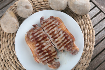 piece of meet cooked at the barbecue