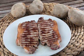 piece of meet cooked at the barbecue