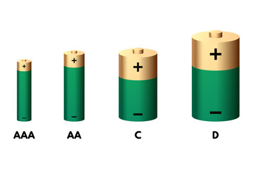 Green battery set vector illustration.