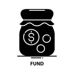 fund icon, black vector sign with editable strokes, concept illustration