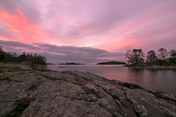 Swedish archipelago near Västerwik at dawn.
