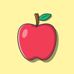 Red Apple Flat Illustration, Fruit Flat Design Vector Icon for Web, Banner, Flyer, Pamphlet, Showcase, Advertisement 