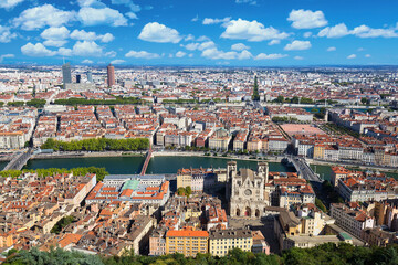 Fototapeta na wymiar Aerial view of Lyon