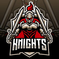 Knight mascot. esport logo design.