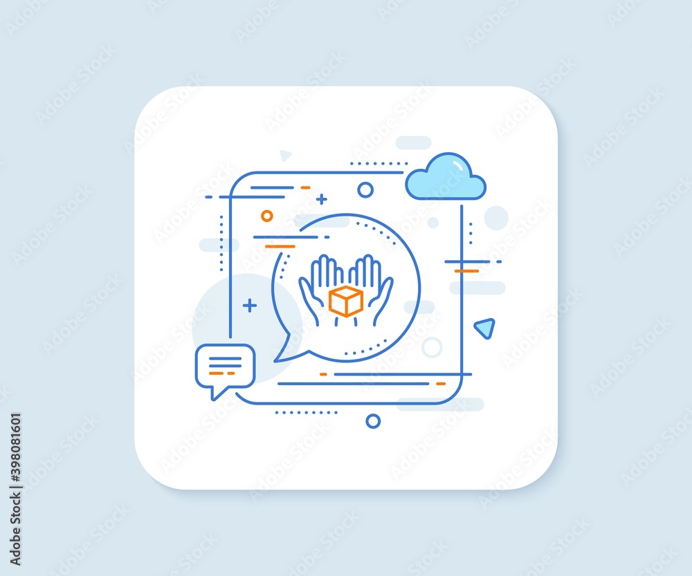 Poster hold open box line icon. abstract square vector button. delivery parcel sign. cargo package symbol. 