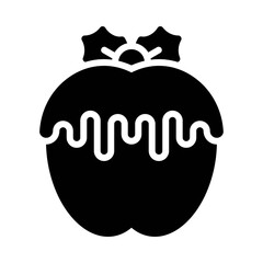 Caramel apple icon, Christmas food and drink vector