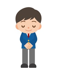 お辞儀 男子学生 ブレザー