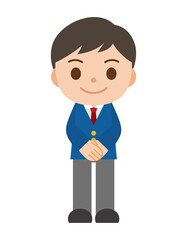 歓迎 立っている 男子学生 ブレザー